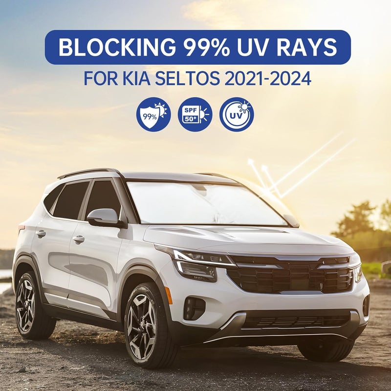 FSHAANY'S 8PCS Car Window Shades for KIA Seltos KX3 2021-2024, Window Covers for Seltos KX3 Windshield Side Rear Windows, Full Set Privacy Protection Car Sunshade with UV Blocking for Camping Napping - Image 5